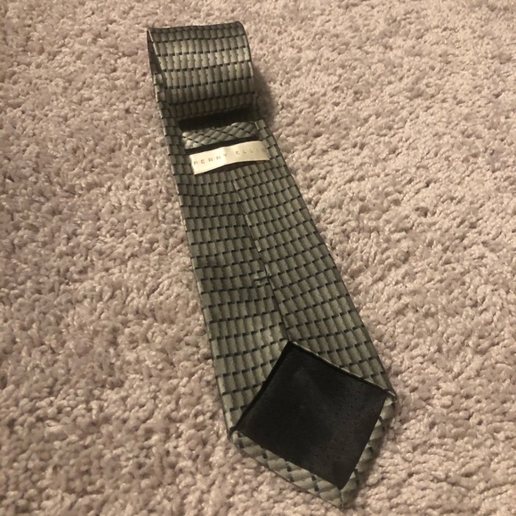 Perry Ellis geometric tie green silver - Picture 3 of 4